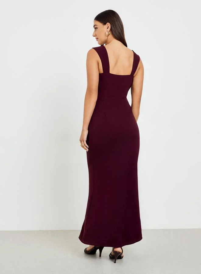 Styli  Women Purple Sleeveless Sheath Maxi Dress for Women | Best Price UAE
